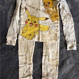 Pokemon Cream Pajama Set with Pikachu and Eevee